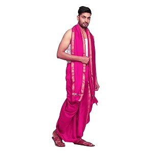 rameshwaram fabrics readymade dhoti for men velcro style stitched mens silk dhoti pant with stole set
