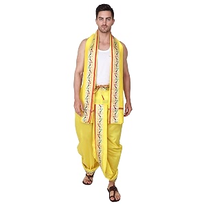 rameshwaram fabrics readymade dhoti for men velcro style stitched mens silk dhoti pant with stole set