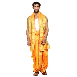 rameshwaram fabrics readymade dhoti for men velcro style stitched mens silk dhoti pant with stole set