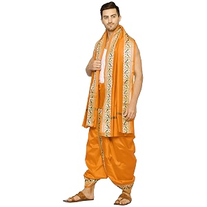 rameshwaram fabrics readymade dhoti for men velcro style stitched mens silk dhoti pant with stole set