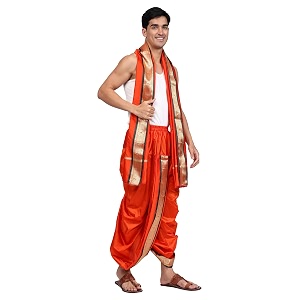 rameshwaram fabrics readymade dhoti for men velcro style stitched mens silk dhoti pant with stole set