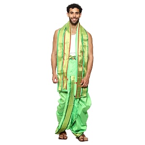 rameshwaram fabrics readymade dhoti for men velcro style stitched mens silk dhoti pant with stole set