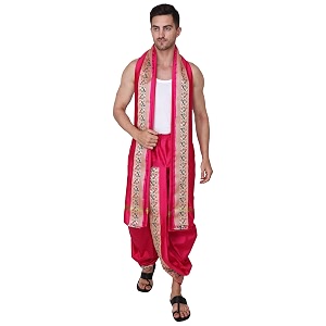 rameshwaram fabrics readymade dhoti for men velcro style stitched mens silk dhoti pant with stole set