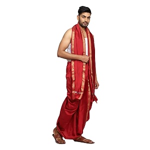 rameshwaram fabrics readymade dhoti for men velcro style stitched mens silk dhoti pant with stole set