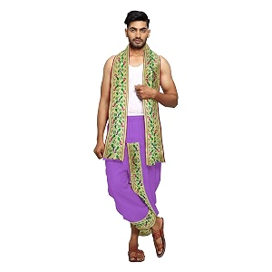 rameshwaram fabrics readymade dhoti for men velcro style stitched mens silk dhoti pant with stole set