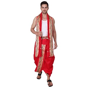 rameshwaram fabrics readymade dhoti for men velcro style stitched mens silk dhoti pant with stole set