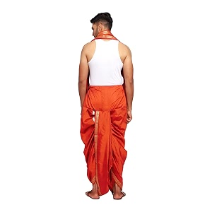 rameshwaram fabrics readymade dhoti for men velcro style stitched mens silk dhoti pant with stole set