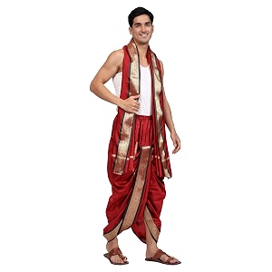 rameshwaram fabrics readymade dhoti for men velcro style stitched mens silk dhoti pant with stole set