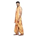Rameshwaram Fabrics Readymade Dhoti for Men, Velcro Style Stitched Mens Silk Dhoti Pant with Stole Set