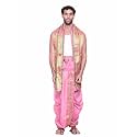 Rameshwaram Fabrics Readymade Dhoti for Men, Velcro Style Stitched Mens Silk Dhoti Pant with Stole Set