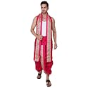 Rameshwaram Fabrics Readymade Dhoti for Men, Velcro Style Stitched Mens Silk Dhoti Pant with Stole Set