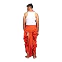 Rameshwaram Fabrics Readymade Dhoti for Men, Velcro Style Stitched Mens Silk Dhoti Pant with Stole Set