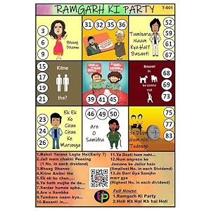 ramgarh ki party theme tambola tickets  different housie tambola themed bingo game kitty party theme housie tickets  english  for family amp friends set of 15 tickets