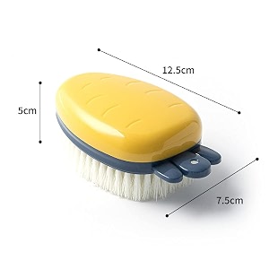soft bristle laundry cleaning brush - for stains clothes shoe - gentle scrub brush with comfortable grip yellow