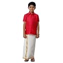 RAMRAJ COTTON Boys Silk Cotton Shirt With