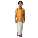 RAMRAJ COTTON Boys Silk Cotton Shirt With