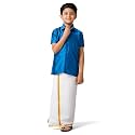 RAMRAJ COTTON Boys Silk Cotton Shirt With