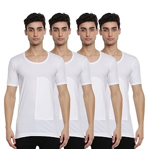 ramraj cotton men white round neck half sleeve undershirt vest with pocket in supersoft cotton