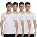 RAMRAJ COTTON Men White Round Neck Half Sleeve Cotton Vest|Men Inner Wear Banian| Moisture Absorbant