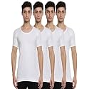 RAMRAJ COTTON Men White Round Neck Half Sleeve Fine Cotton Vest/Banian | Moisture Absorbant &amp; Super Soft Fabric
