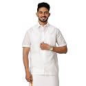 RAMRAJ COTTON Men White Half Sleeve Shirt