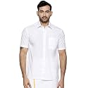 RAMRAJ COTTON Men White Half Sleeve Shirt