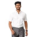 RAMRAJ COTTON Men White Half Sleeve Shirt