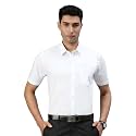 RAMRAJ COTTON Men White Solid Half Sleeve