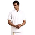 RAMRAJ COTTON Men White Half Sleeve Shirt
