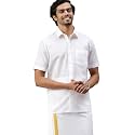 RAMRAJ COTTON Men White Half Sleeve Shirt