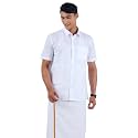 RAMRAJ COTTON Men White Half Sleeve Shirt