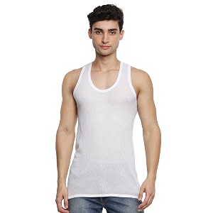 RAMRAJ COTTON Mens White Inner Vest Banian