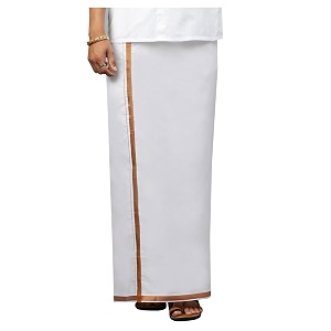 ramraj cotton men black fancy border single layer dhoti crafted for festive occasions and classic ethnic style
