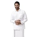 RAMRAJ COTTON Men White Cotton Full Sleeve