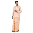 RAMRAJ COTTON Men Gold Tissue Jacquard Full