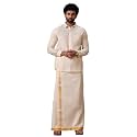 RAMRAJ COTTON Men Gold Tissue Jacquard Full