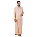 RAMRAJ COTTON Men Gold Tissue Jacquard Full