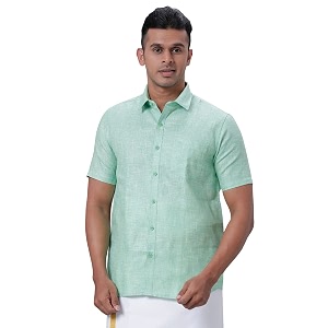 ramraj cotton men solid half sleeve cotton casual shirt