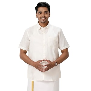 ramraj cotton men solid half sleeve cotton casual shirt