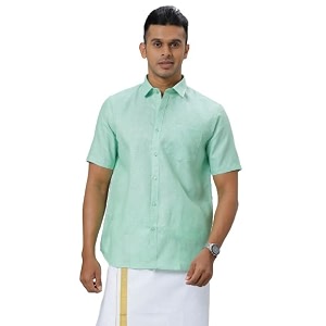ramraj cotton men solid half sleeve cotton casual shirt