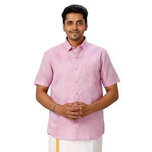 ramraj cotton men solid half sleeve cotton casual shirt