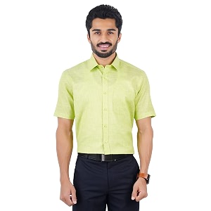 ramraj cotton mens poly cotton tailored fit half sleeve soild shirt