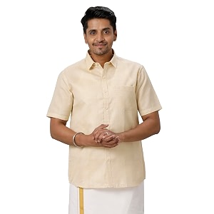ramraj cotton men solid half sleeve cotton casual shirt