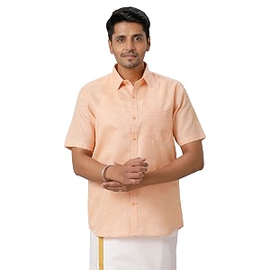 ramraj cotton men solid half sleeve cotton casual shirt