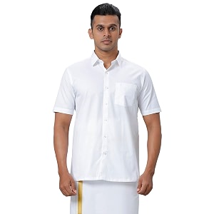 ramraj cotton men cotton solid green half sleeve shirt 42  green 3