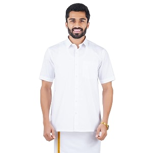 ramraj cotton men solid half sleeve cotton casual shirt