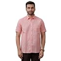 RAMRAJ COTTON Men Solid Half Sleeves Traditional Formal Woven Shirt(Light Pink-38)