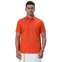 RAMRAJ Cotton Men's Solid Regular Fit Shirt (CEREMONIAL20CR3H42_Orange