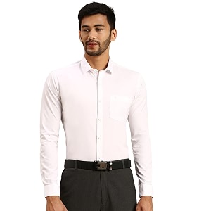 RAMRAJ COTTON Men White Cotton Full Sleeve