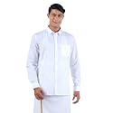 RAMRAJ COTTON Men White Cotton Full Sleeve